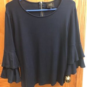 Cute navy blue 3/4 length bell sleeve top NWOT!!
